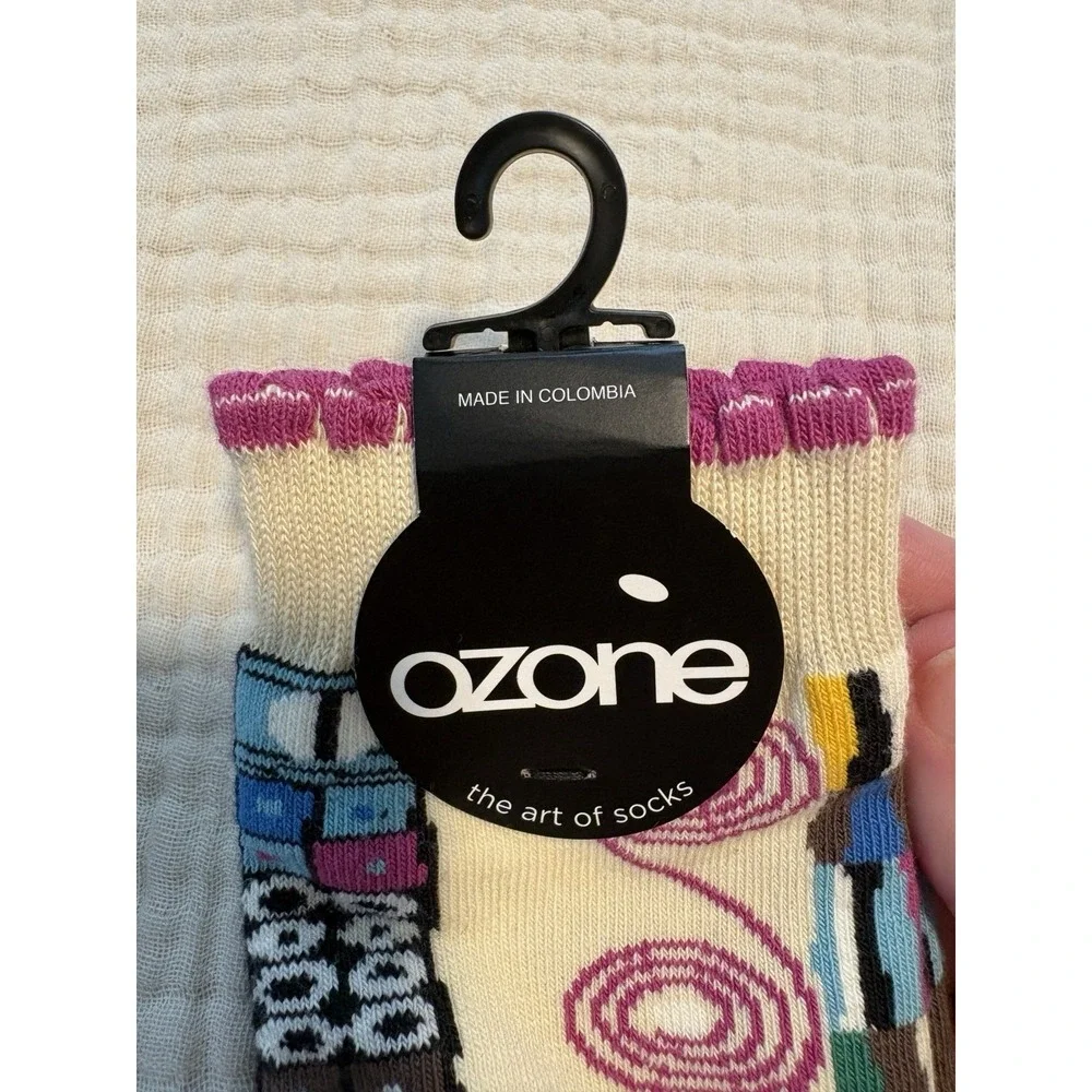 Ozone Men's Crew Socks One Size Colorful Circles Waves Spiral NEW